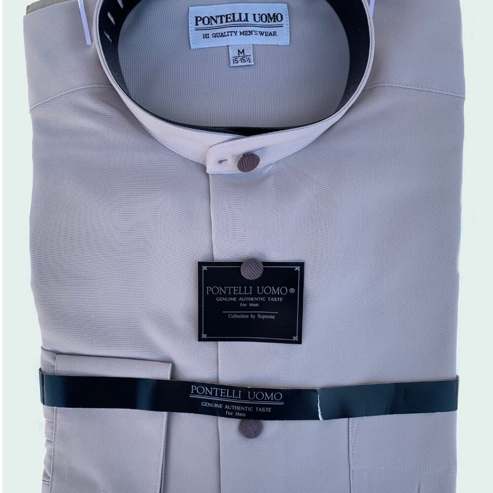 PONTELLI UOMO Hi Quality Men's Wear Bandit Collar Casual Shirt Size M 15-15 1/2